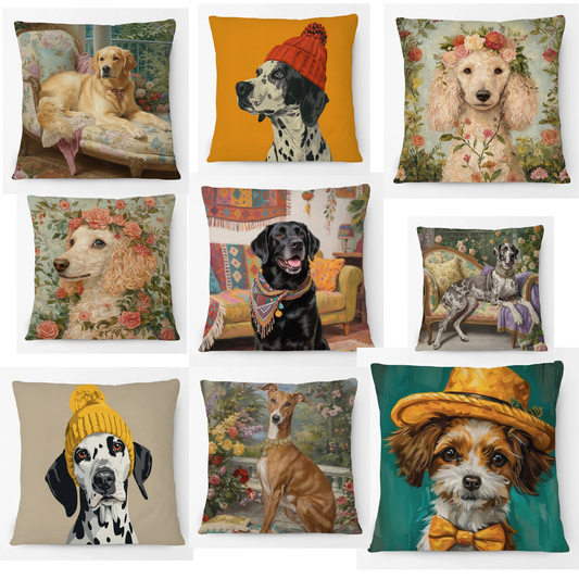Dalmatian Labrador Whippet Poodle Maltese Golden Retriever Cushion Cover | 45cm | Dog Lover Gift