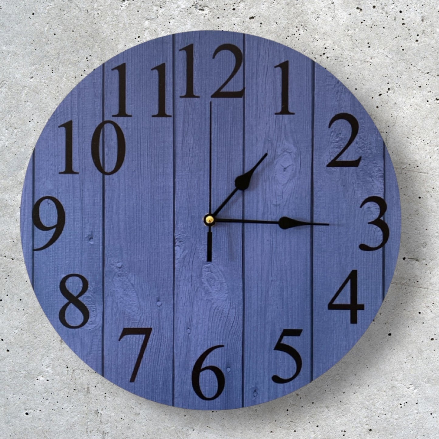 Clock Wall Timber Rustic Dark Blue Aussie Made