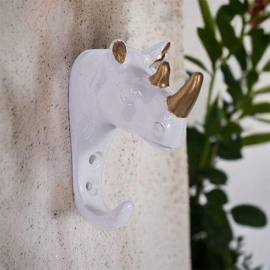 Rhino White and Gold Hook - The Renmy Store Homewares & Gifts 