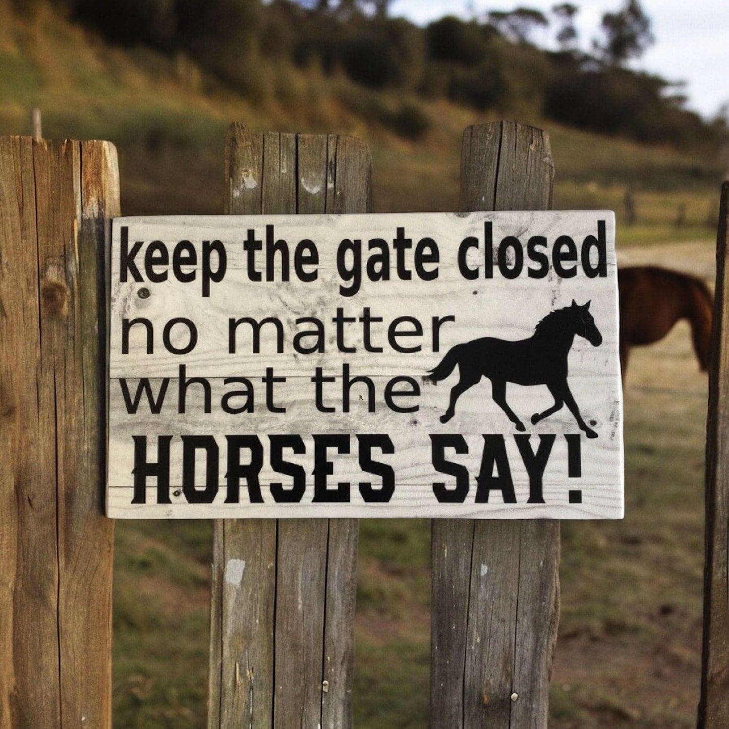 Horses Keep Gate Closed Vintage Sign - The Renmy Store Homewares & Gifts 