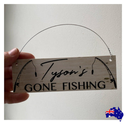 Gone Fishing Rustic Personalised Custom Sign - The Renmy Store Homewares & Gifts 