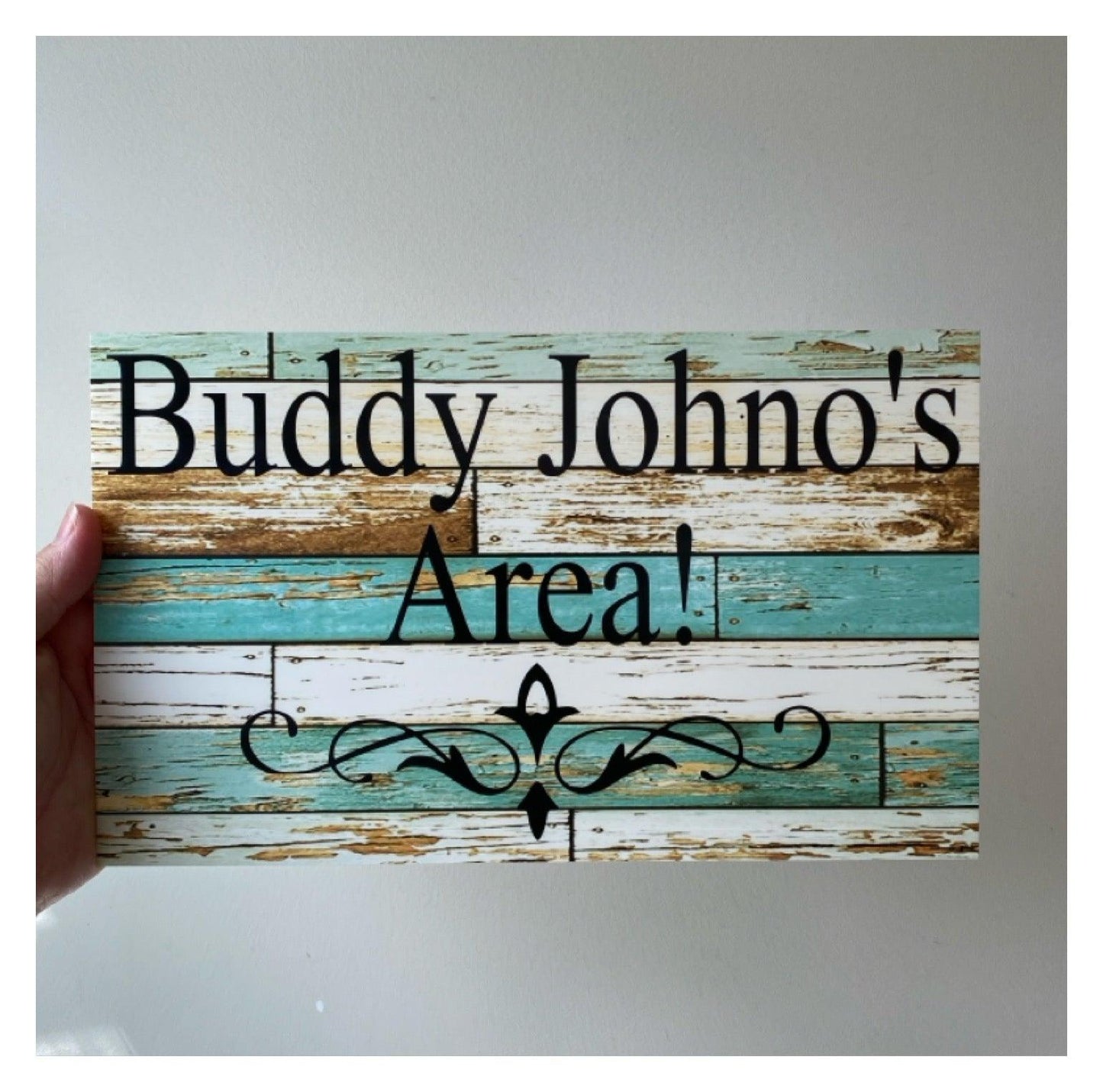 Custom Personalised Blue Timber Look Sign