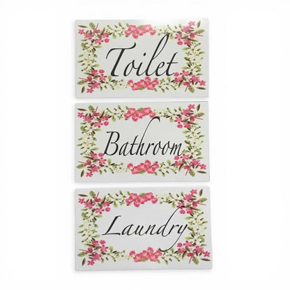Floral Door Sign | Toilet Laundry Bathroom Australia