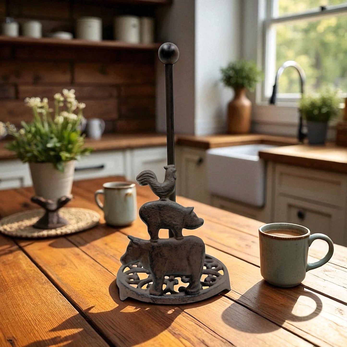 Rooster Pig Cow Farmhouse Kitchen Paper Towel Dispenser Holder