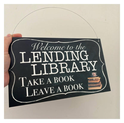 Lending Library Street Book Borrow Sign - The Renmy Store Homewares & Gifts 