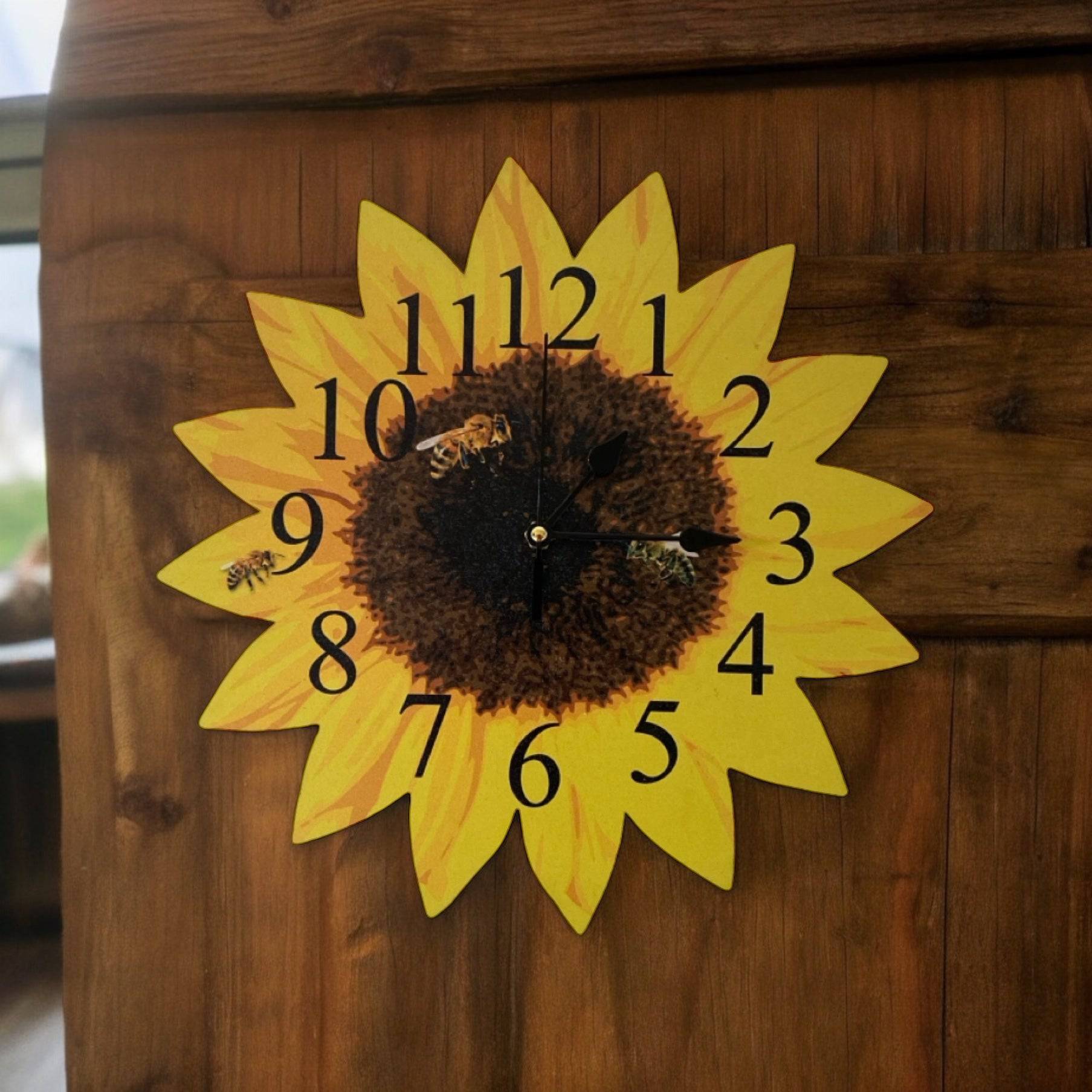 Clock Wall Sunflower Bee Sunshine Aussie Made - The Renmy Store Homewares & Gifts 