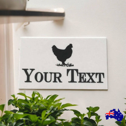 Chicken Hen Custom Personalised White Sign - The Renmy Store Homewares & Gifts 