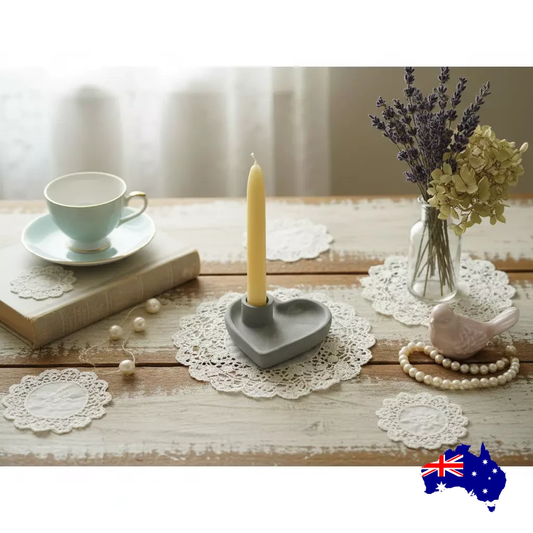 Heart Taper Candle Holder Aussie Handmade Concrete