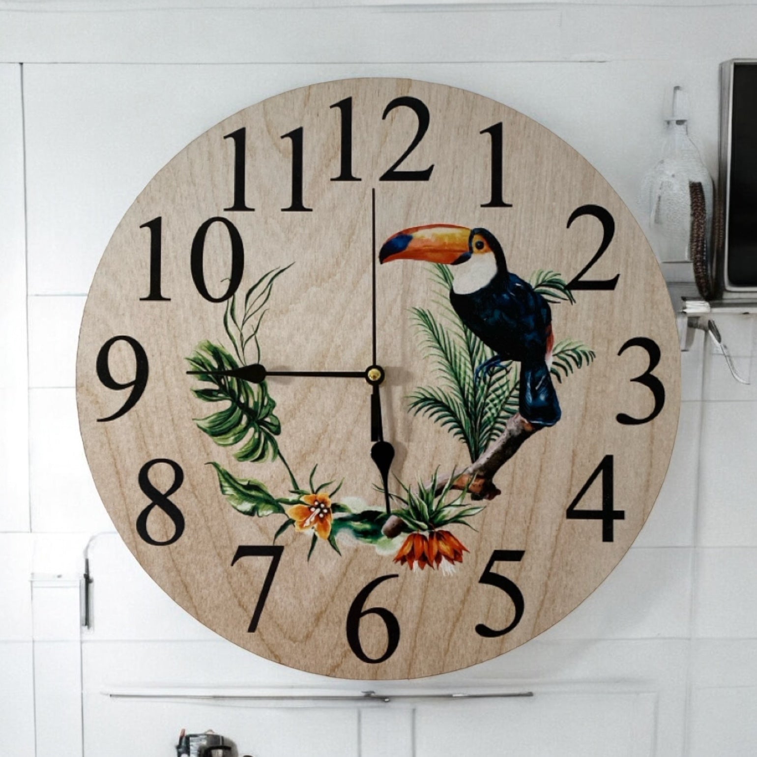 Clock Wall Toucan Bird Tropical Aussie Made - The Renmy Store Homewares & Gifts 