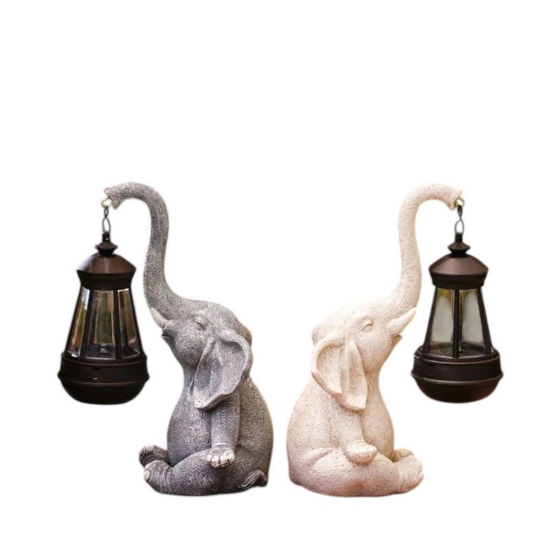 Solar Lantern Elephant Garden Ornament