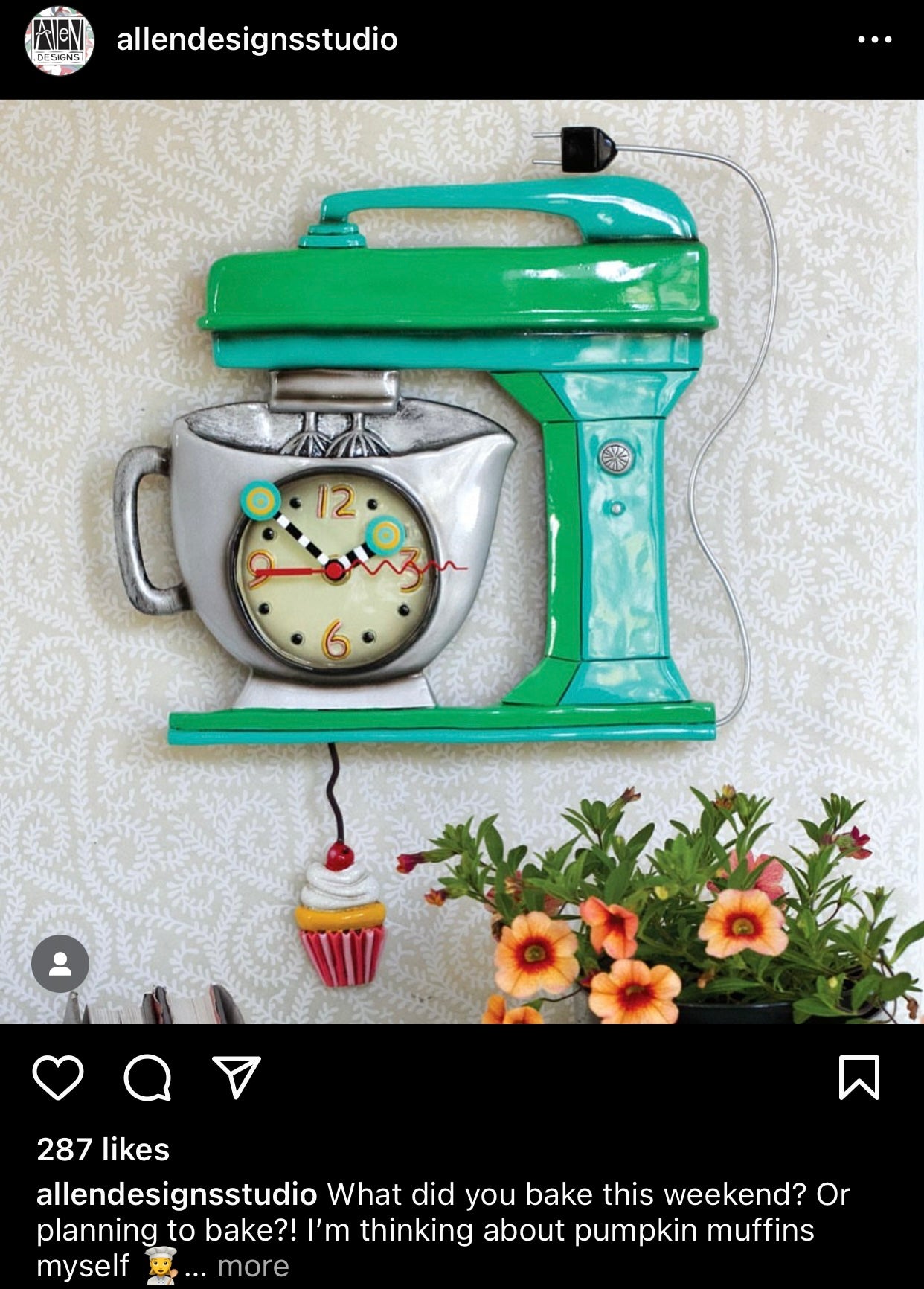 Clock Wall Vintage Green Mixer Cooking Funky Retro - The Renmy Store Homewares & Gifts 