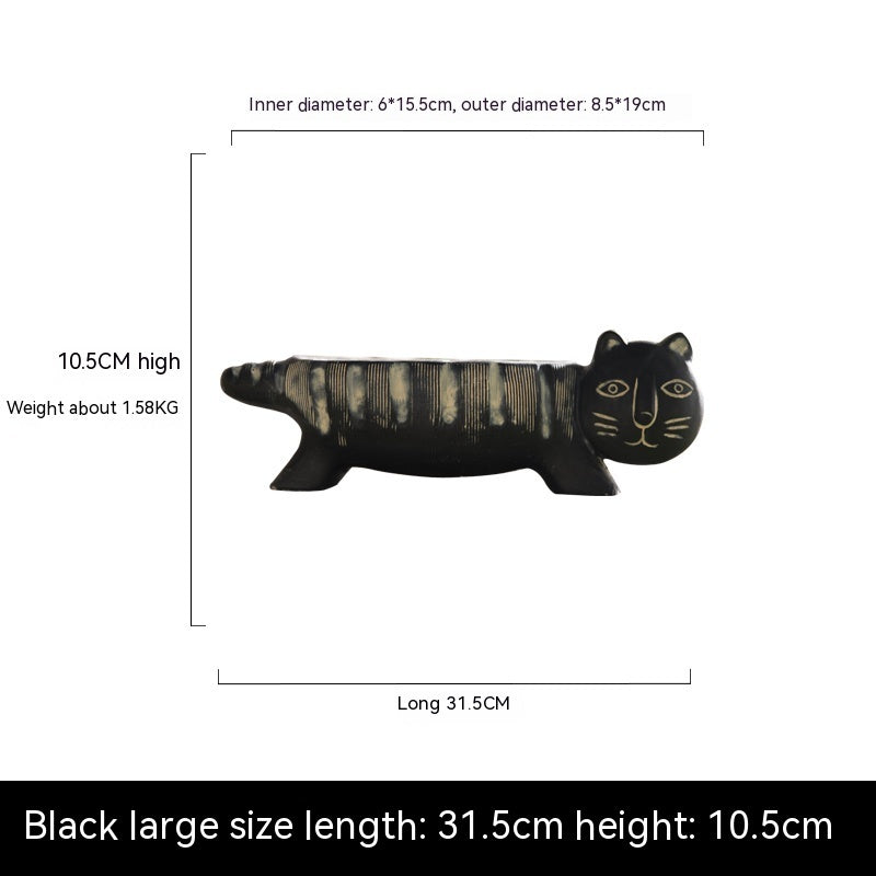 Pot Planter Garden Cat Rustic Black