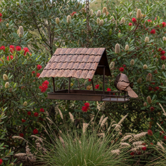 Rusty Birds Bird Feeder Hanging 29cm Garden Decor
