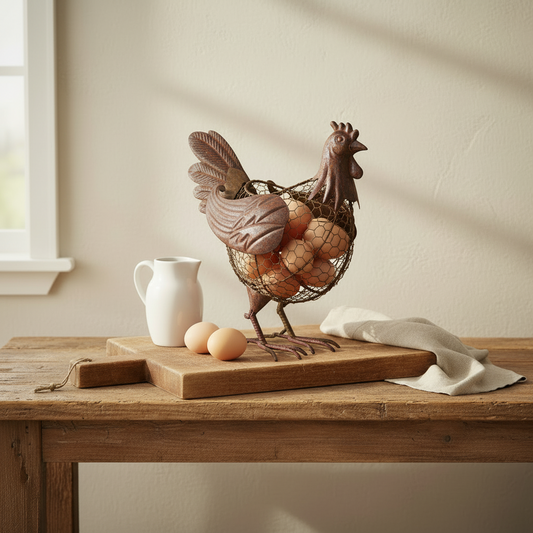 Chook Chicken Metal Egg Basket Storage Farmhouse Vintage