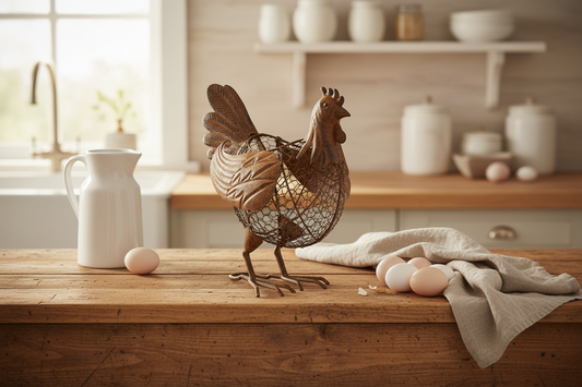 Chook Chicken Metal Egg Basket Storage Farmhouse Vintage