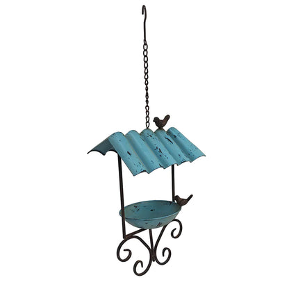 Bird Feeder Hanging Metal Blue Rustic
