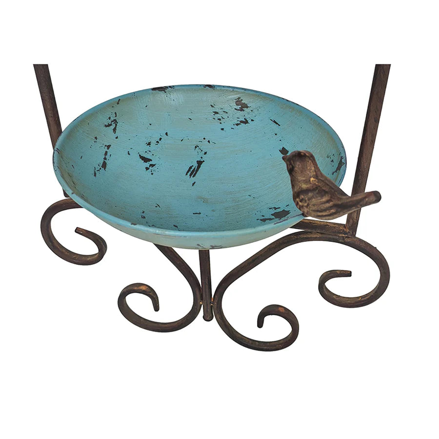 Bird Feeder Hanging Metal Blue Rustic