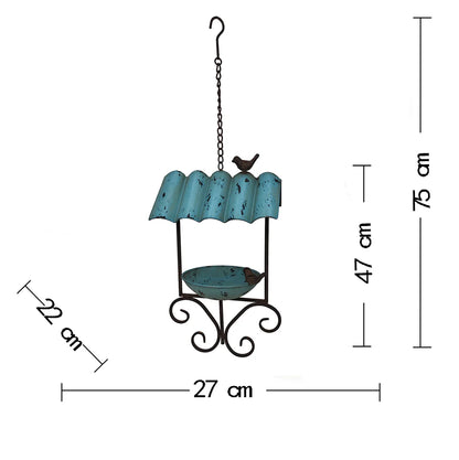 Bird Feeder Hanging Metal Blue Rustic