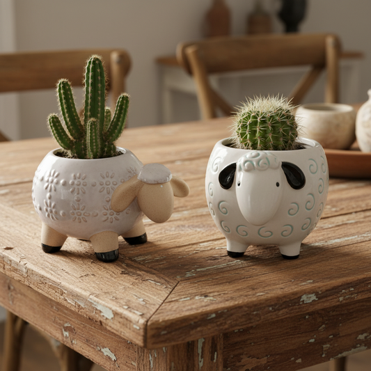 Sheep Planter Pots | Set of 2 Ceramic Animal Planters Australia