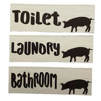 Pig Door Room Sign Toilet Laundry Bathroom - The Renmy Store Homewares & Gifts 