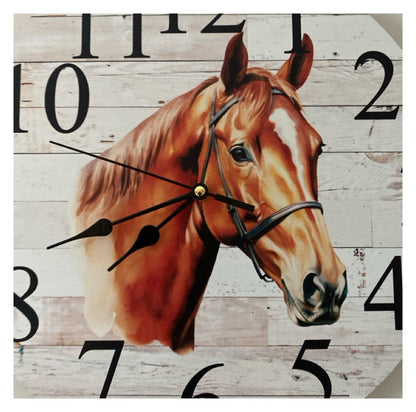 Clock Wall Standardbred Horse Floral Aussie Made