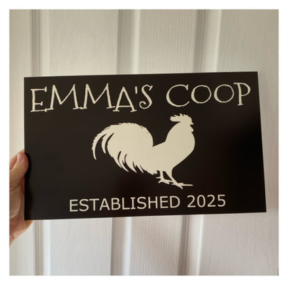Rooster Chicken The Coop Personalised Custom Sign