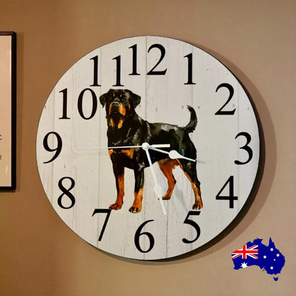 Clock Wall Dog Rottweiler 30cm 60cm Aussie Made