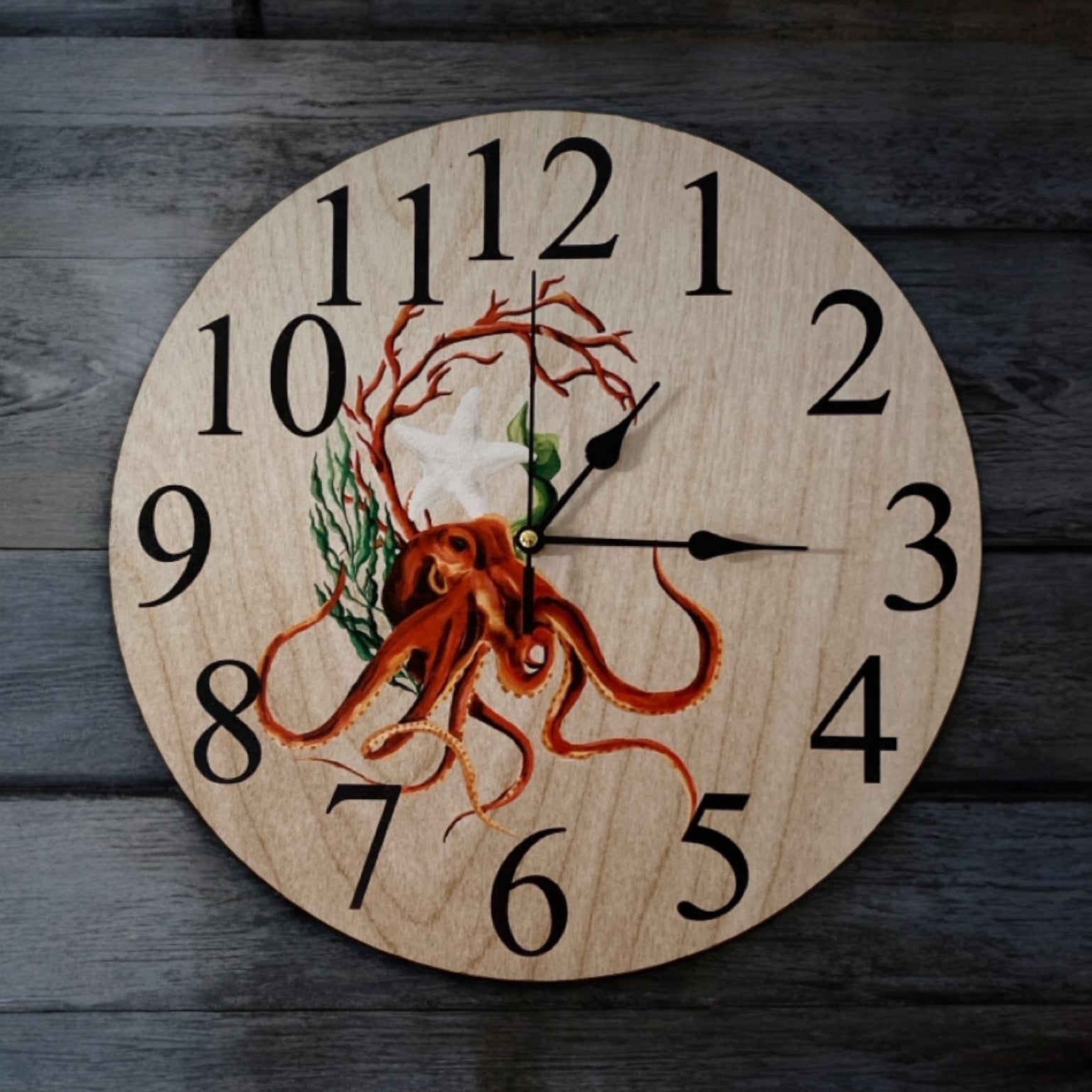 Clock Wall Octopus Ocean Beach Sea House Aussie Made - The Renmy Store Homewares & Gifts 