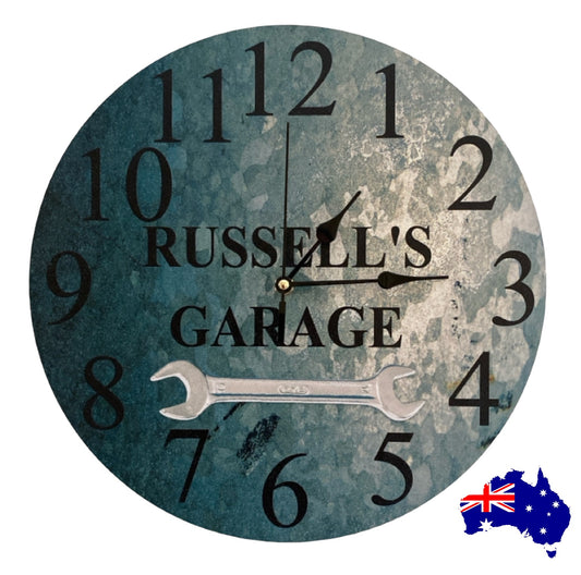 Clock Wall Garage Custom Personalised Aussie Made - The Renmy Store Homewares & Gifts 