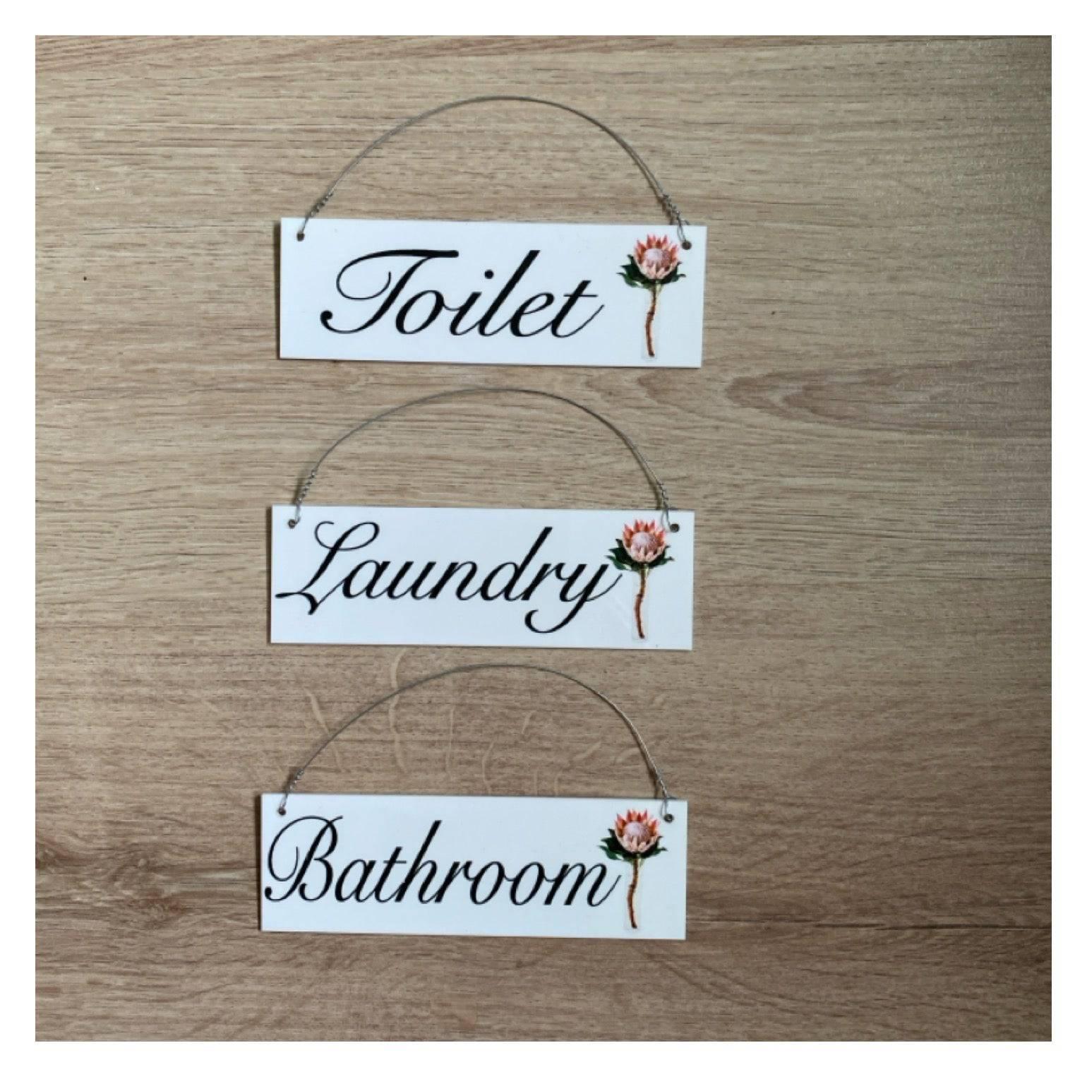 Protea Toilet Laundry Bathroom Door Sign - The Renmy Store Homewares & Gifts 