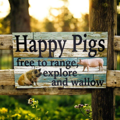 Happy Pigs Pig Free Range Farm Sign - The Renmy Store Homewares & Gifts 