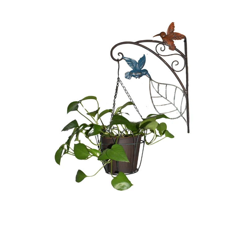 Hanging Planter Pot Wall Bracket Metal Bird Garden