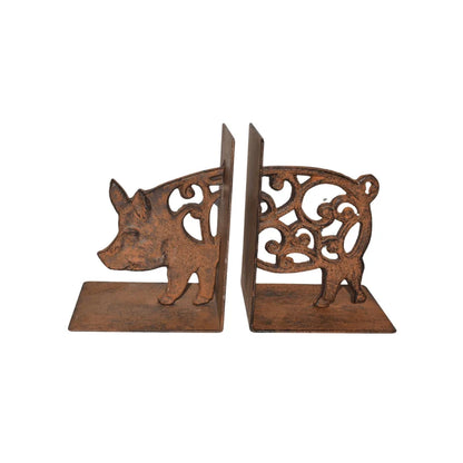 Bookends Bookend Pig Country Rustic Cast Iron