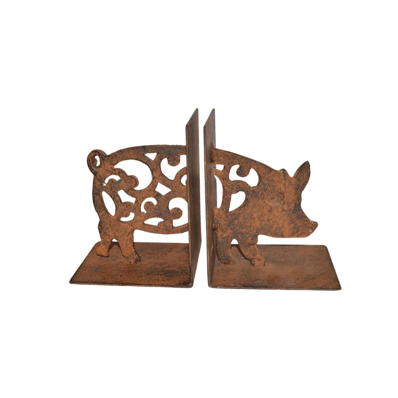Bookends Bookend Pig Country Rustic Cast Iron