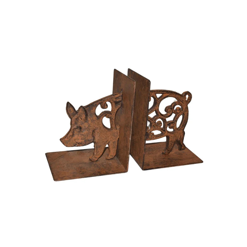 Bookends Bookend Pig Country Rustic Cast Iron