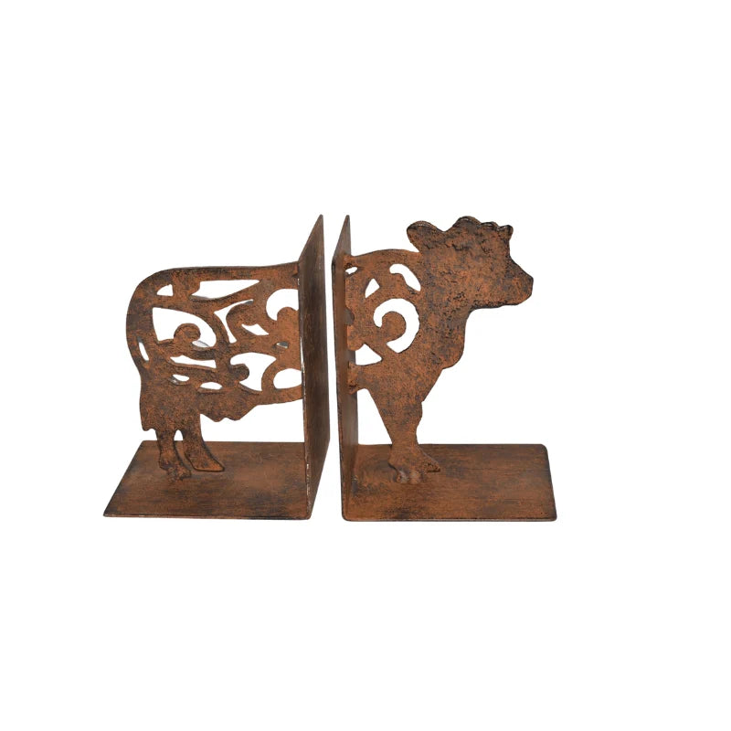Bookends Bookend Cow Country Rustic Cast Iron