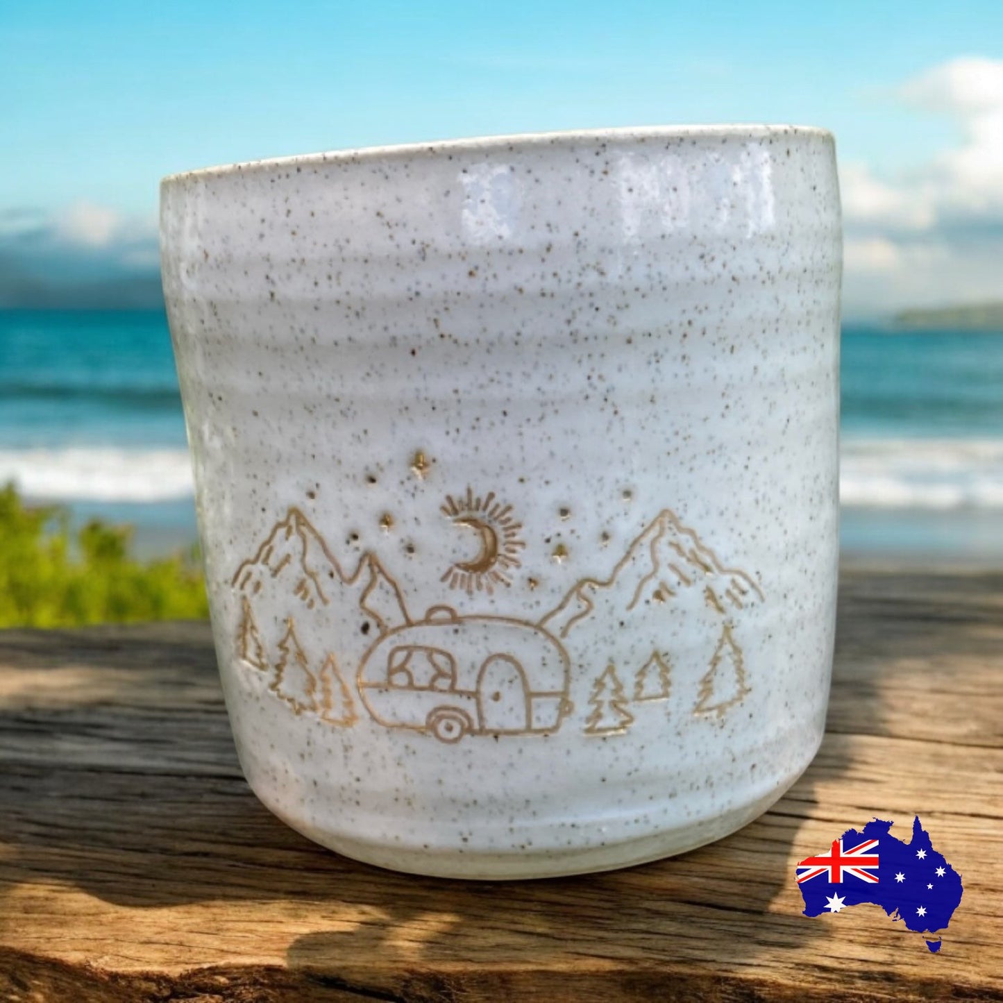 Mug Cup Camping Caravan Pottery Ceramic Aussie Made