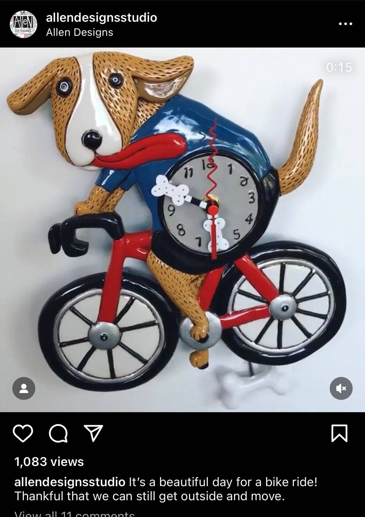 Clock Wall Dog Bicycle Allen Designs Pendulum - The Renmy Store Homewares & Gifts 