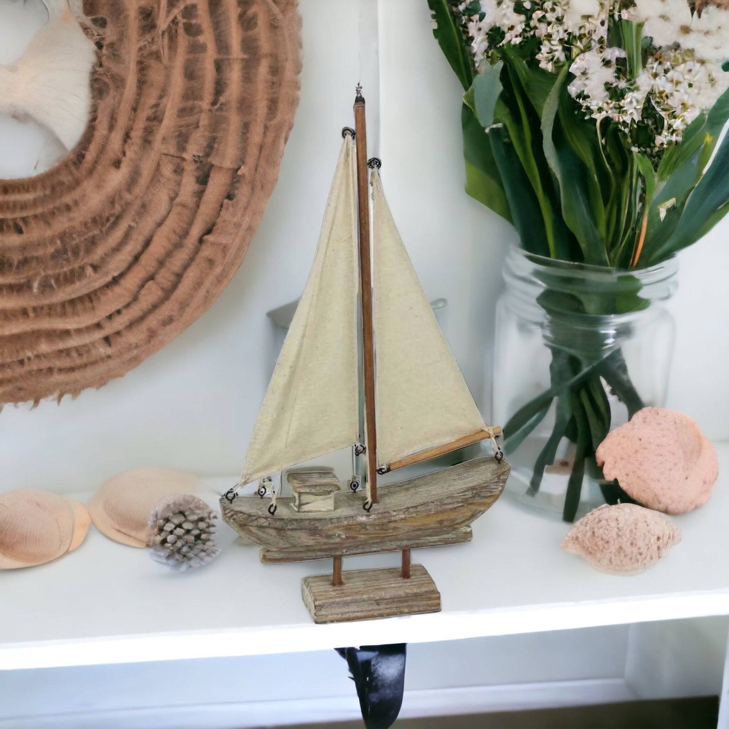 Sailing Boat Nautical Natural Coastal - The Renmy Store Homewares & Gifts 