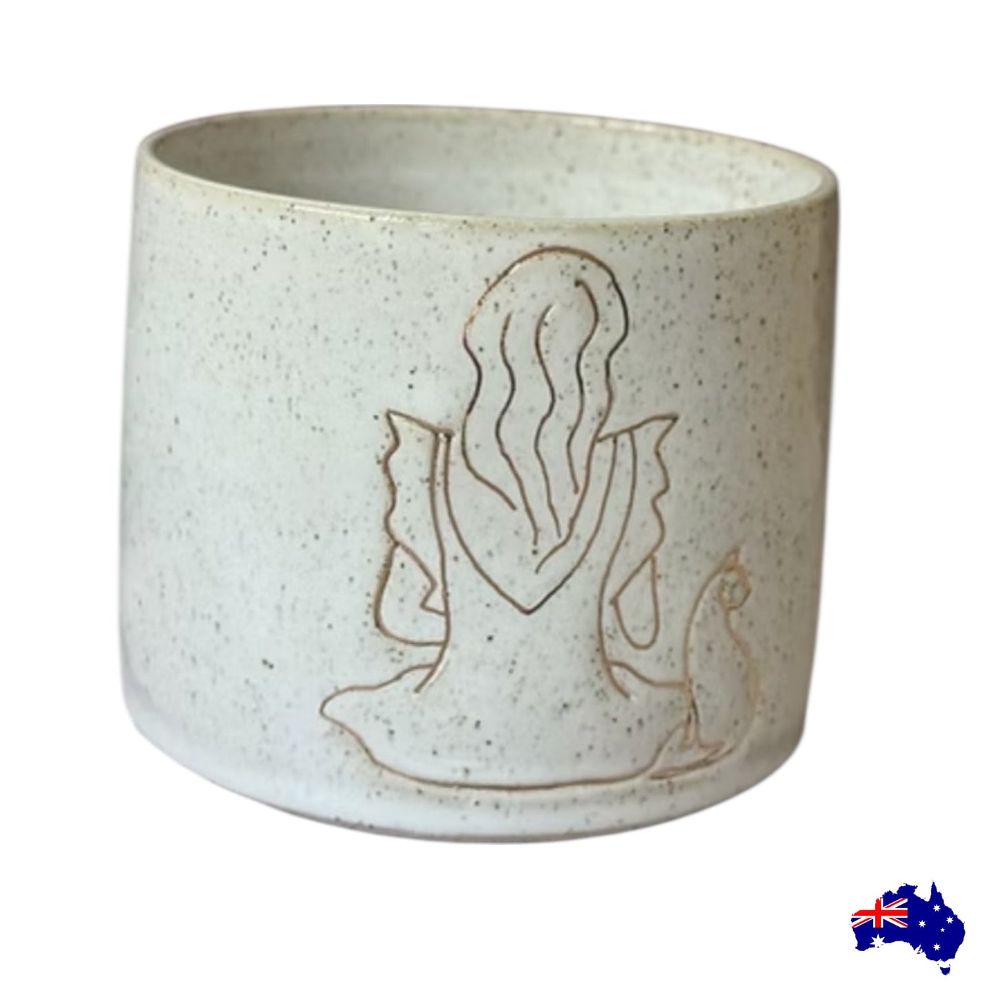 Handmade Lady Cat Ceramic Cup Mug | Aussie Made Wolf and Clay Cat Gift