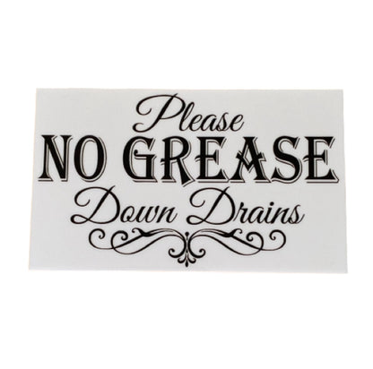 No Grease Down Drains Kitchen Sign