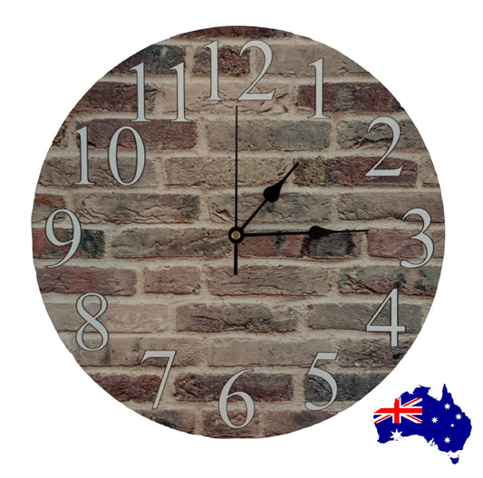 Clock Wall Rustic Brick Aussie Made