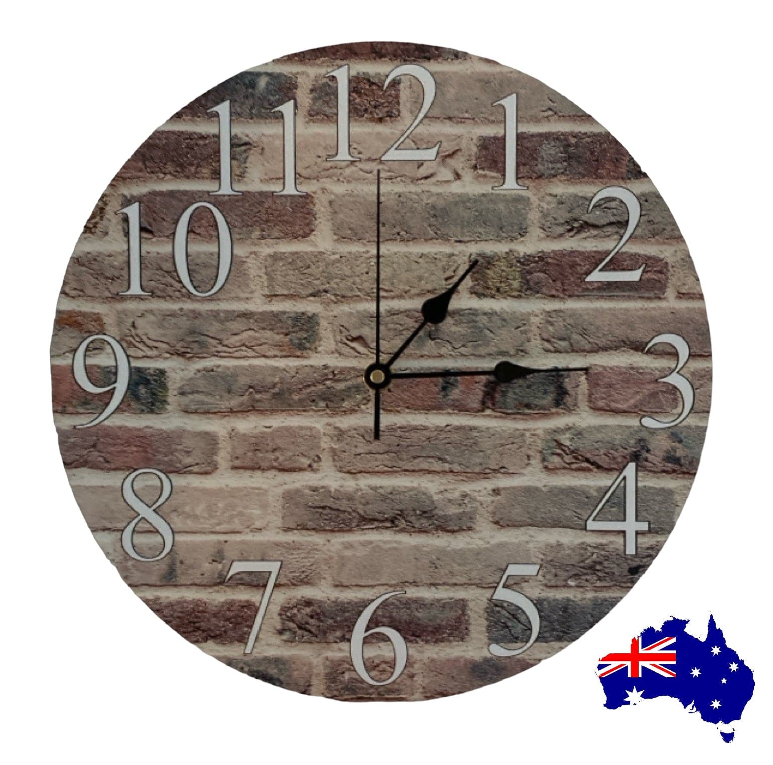 Clock Wall Rustic Brick Aussie Made - The Renmy Store Homewares & Gifts 