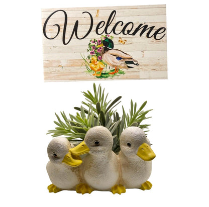 Duck Planter Garden Pot and Welcome Sign Gift Set - The Renmy Store Homewares & Gifts 