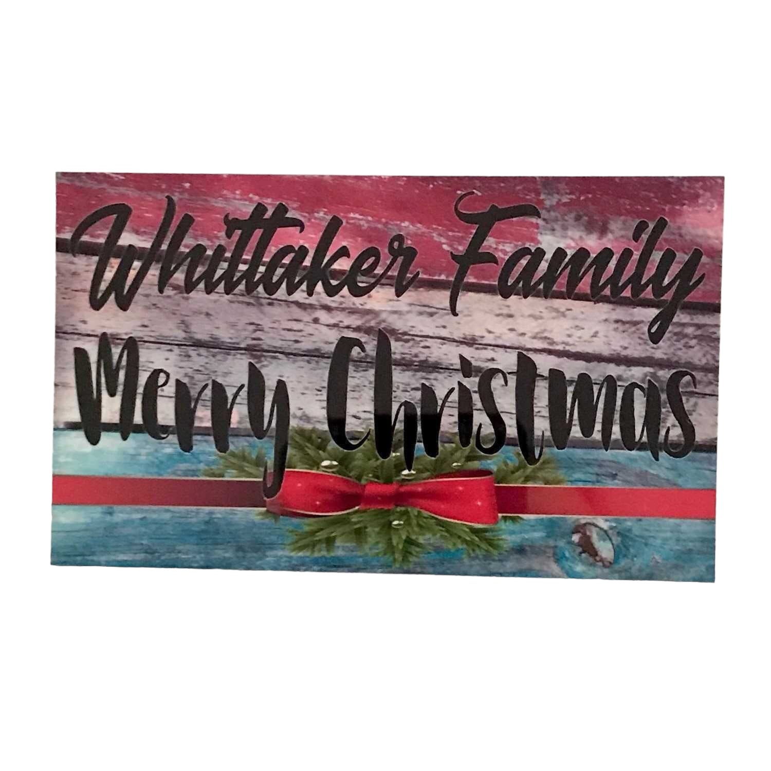 Merry Christmas Your Family Name Colourful Vintage Custom Sign - The Renmy Store Homewares & Gifts 