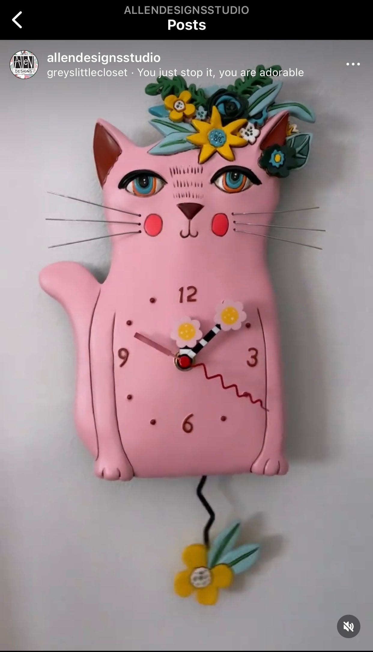 Clock Wall Cat Pretty Kitty Pink Funky Retro - The Renmy Store Homewares & Gifts 