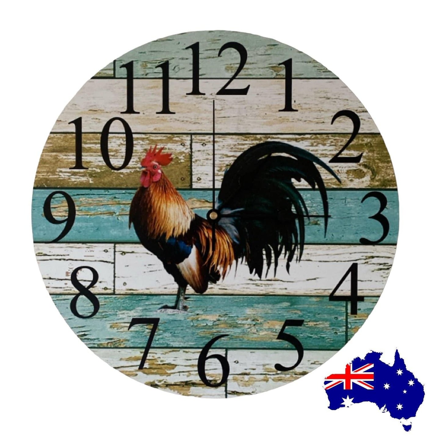 Clock Wall Farmhouse Rooster Aussie Made - The Renmy Store Homewares & Gifts 