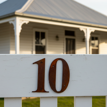 Rusty Metal House Numbers | Cor10 Steel Letterbox Street Address Sign Aussie Made