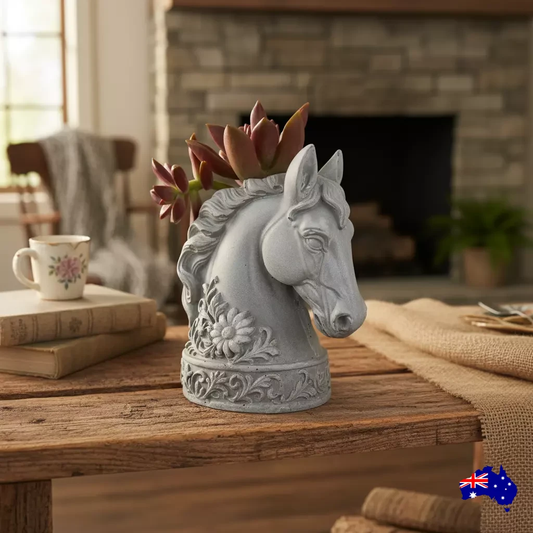Planter Pot Horse Head Aussie Handmade Concrete