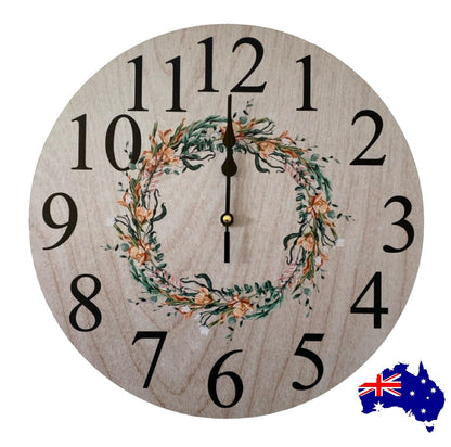 Clock Wall Country Floral Wreath Aussie Made - The Renmy Store Homewares & Gifts 